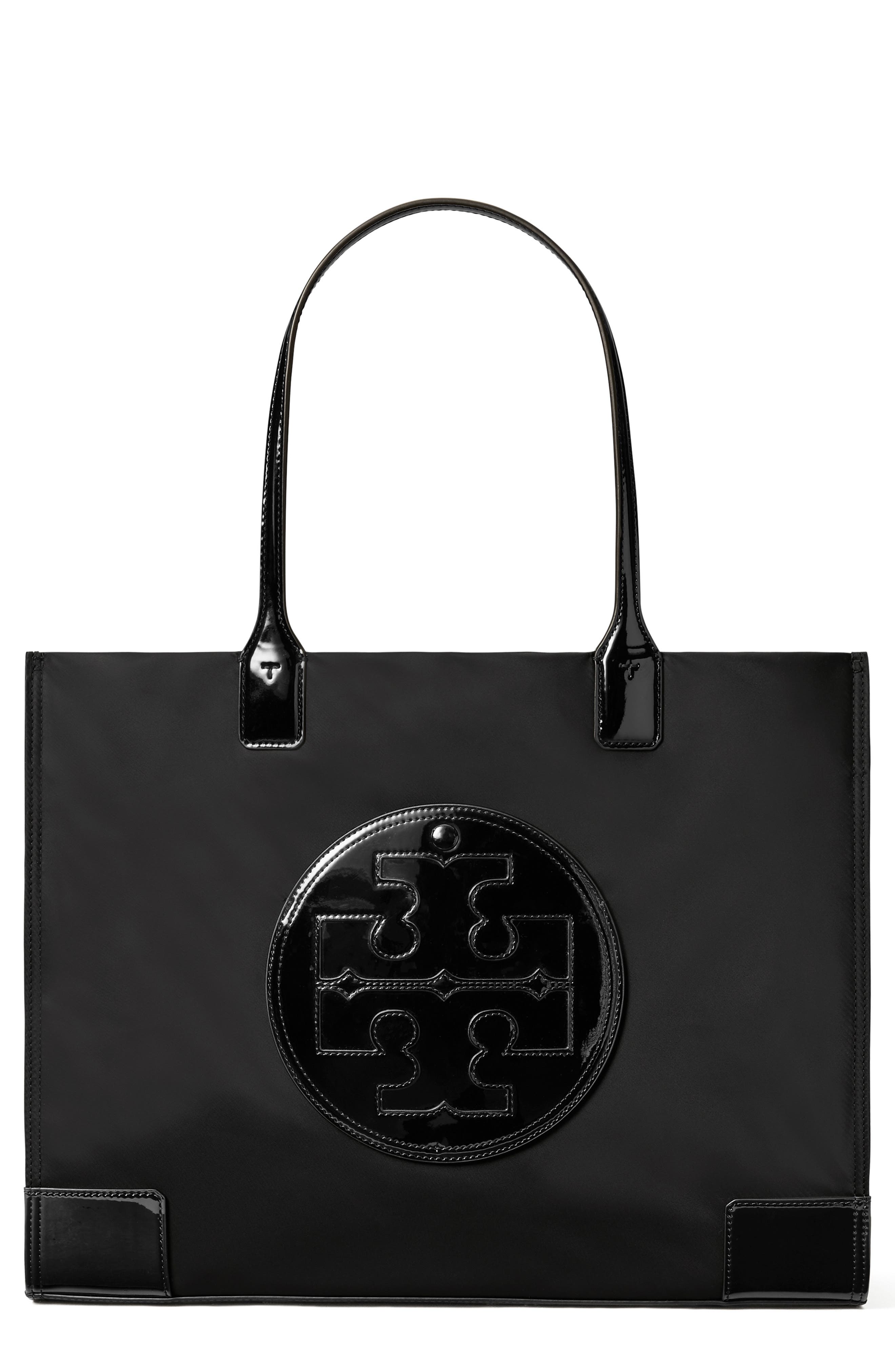 tory burch black canvas tote