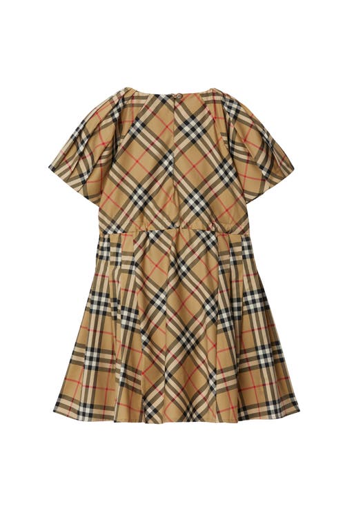 BURBERRY BURBERRY PLEATED CHECK STRETCH COTTON DRESS 