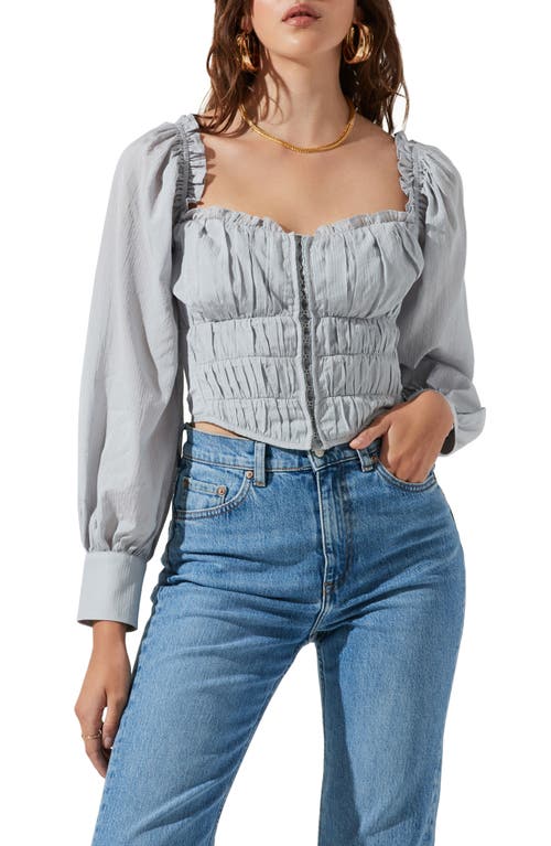 ASTR the Label Amber Puff Sleeve Smocked Blouse Dusty Blue at Nordstrom,
