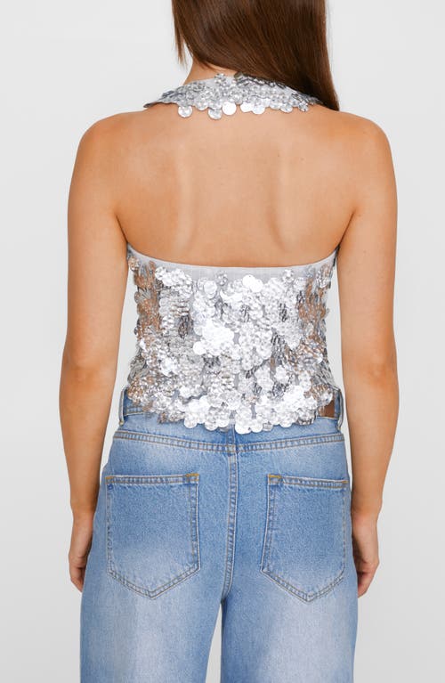 Shop Nasty Gal Paillette Halter Top In Silver