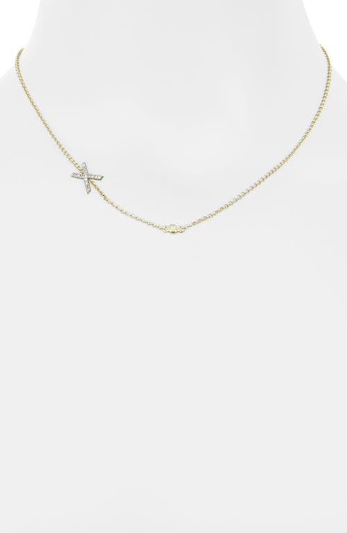 Meshmerise Bezel Diamond Initial Chain Necklace In Yellow-x