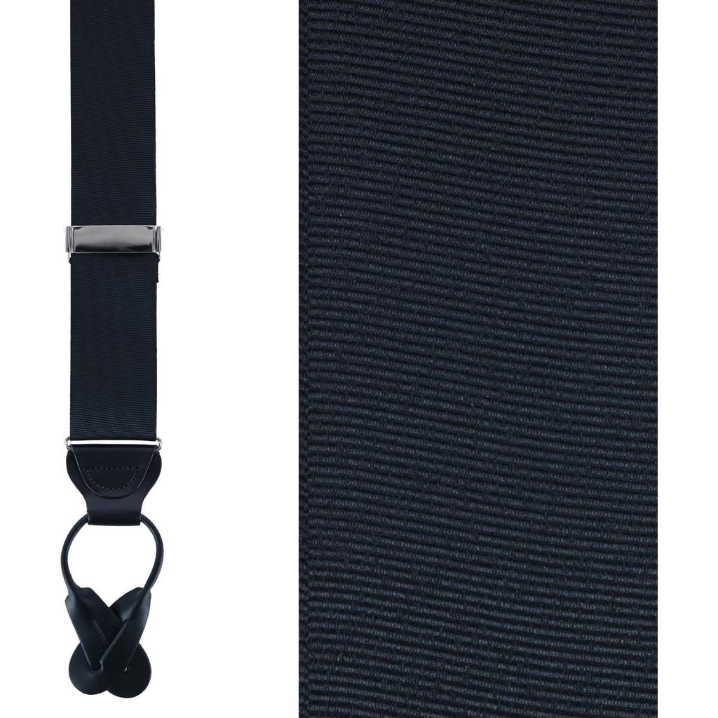 Trafalgar Phoenix 38mm Grosgrain Non Stretch Ribbon Button End Suspenders In Black