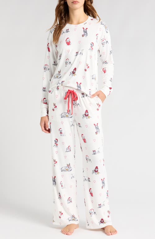 PJ Salvage Candycane Lane Jersey Pajamas in Ivory 