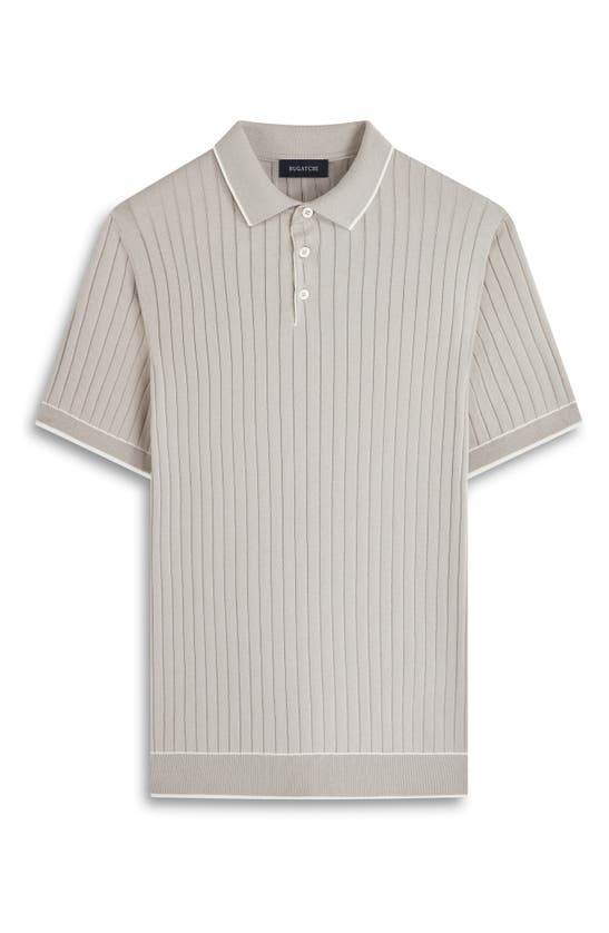 Shop Bugatchi Rib Knit Polo In Cement