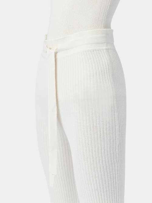 Gobi Mongolian Cashmere Drawstring Ribbed Cotton Silk Cashmere Blend Flares In Whisper White