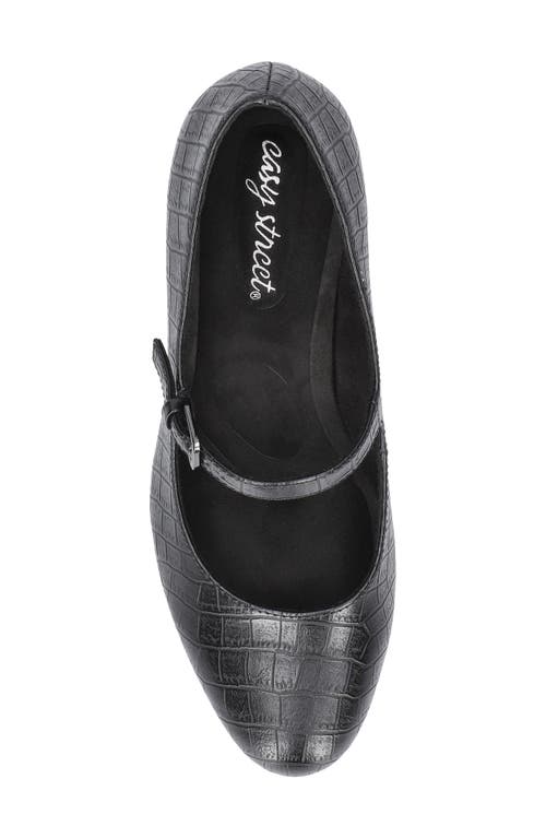 Easy Street Zest Womens Faux Leather Buckle Mary Jane Heels In Black Croco
