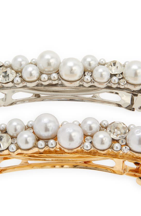 Shop Tasha 2-pack Assorted Imitation Pearl Barrettes In Gold/silver Pearl