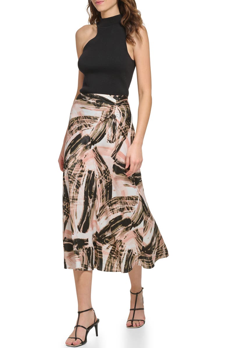 DKNY Ruched Print Satin Maxi Skirt | Nordstrom