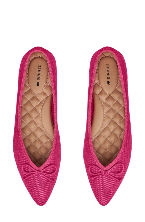 Birdies Goldfinch Pointed Toe Ballet Flat In Raspberry Raffia