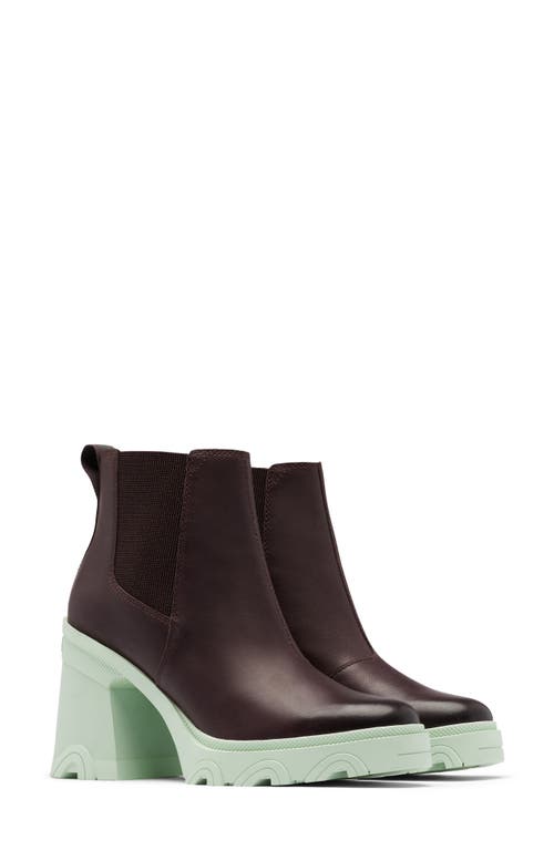 Size 6 SOREL Brex™ Block Heel Waterproof Chelsea Boot in New Cinder Sea Sprite at Nordstrom,