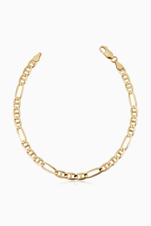 Oradina Men's 14k Yellow Solid Gold Figarucci Bracelet In Yellow Gold