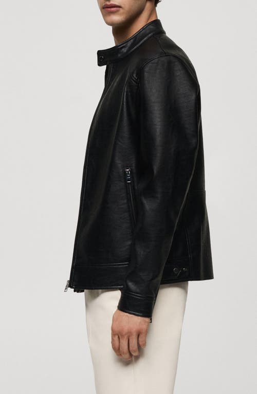 MANGO MANGO FAUX LEATHER ZIP JACKET 