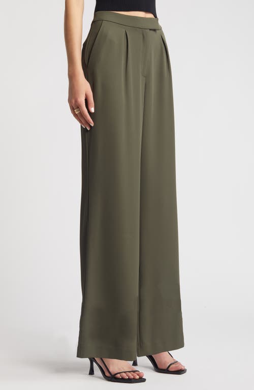 Shop Open Edit Pleated Wide Leg Pants In Green City