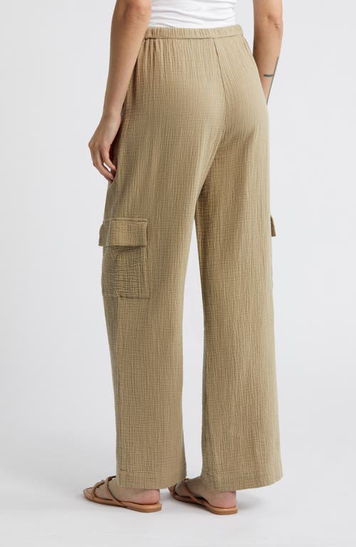 Shop Rails Christiano Wide Leg Cotton Gauze Cargo Pants In Olive