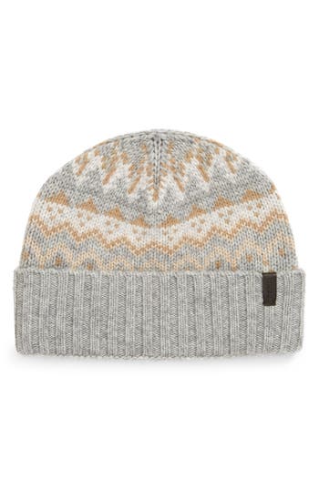 Vince Fair Isle Wool & Cashmere Beanie In Grey
