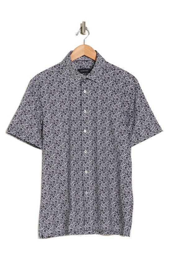 Bugatchi Print Ooohcotton® Short Sleeve Button-up Shirt In Black