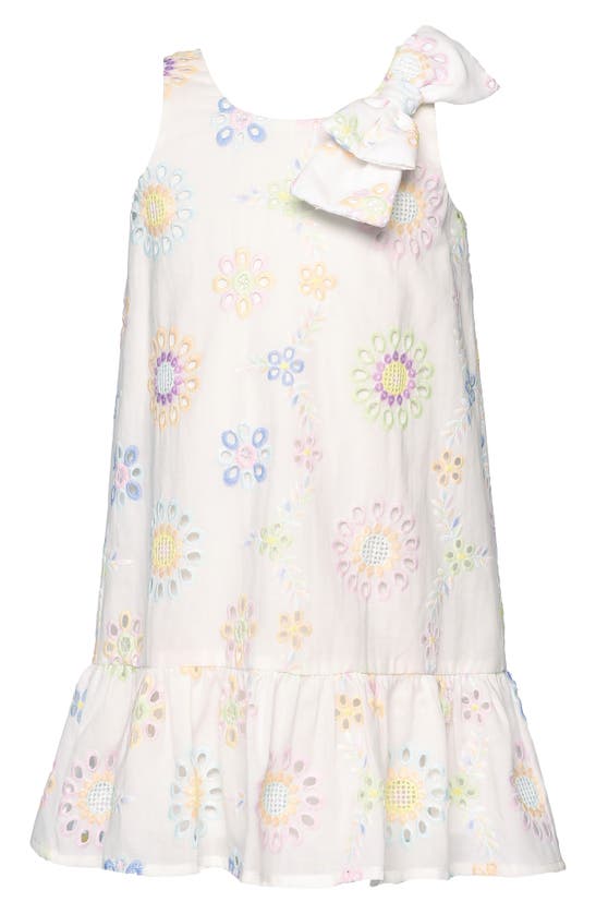 Shop Sara Sara Kids' Floral Eyelet Embroidered Dress In White Multi