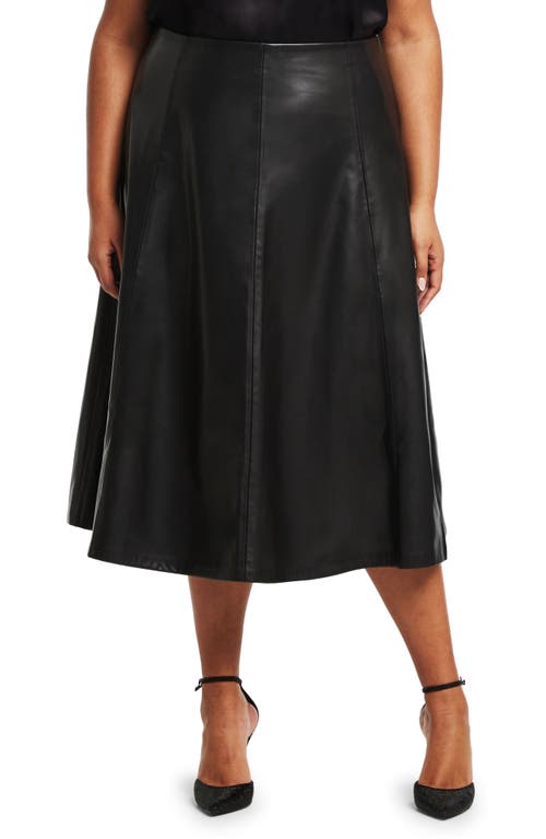 Ashdown Faux Leather A-Line Skirt in Black