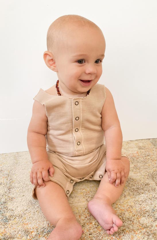 Shop L'ovedbaby Sleeveless Organic Cotton Romper In Oatmeal