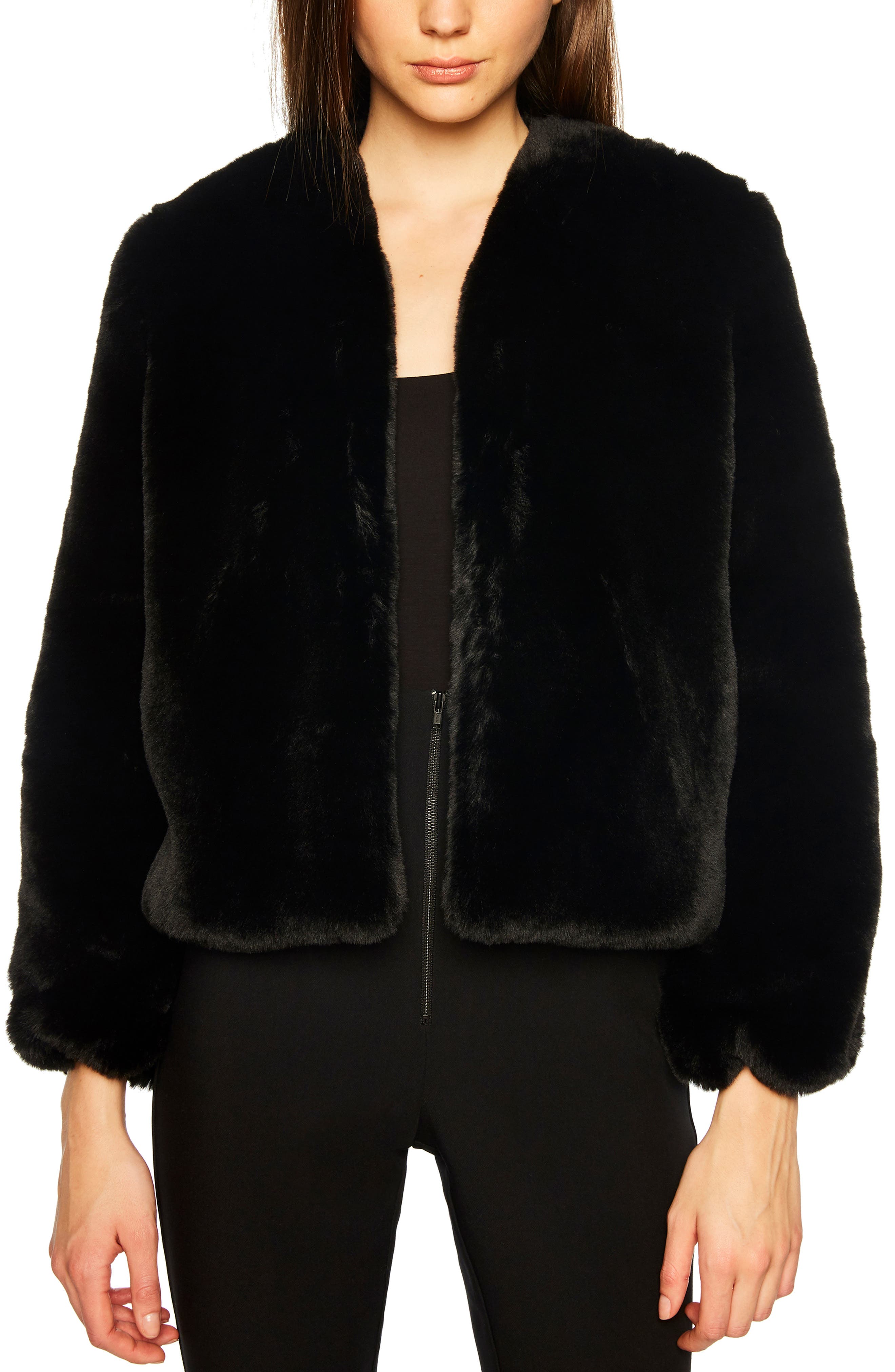 short black fur jacket womens