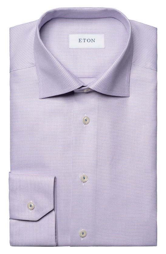 Shop Eton Slim Fit Textured Organic Cotton Dress Shirt In Medium Pink