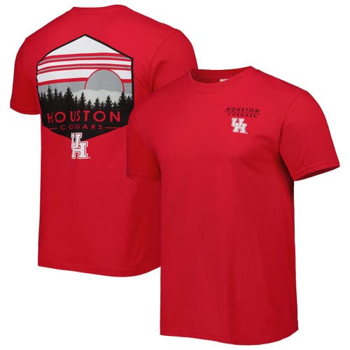 IMAGE ONE Men's Red Houston Cougars Landscape Shield T-Shirt