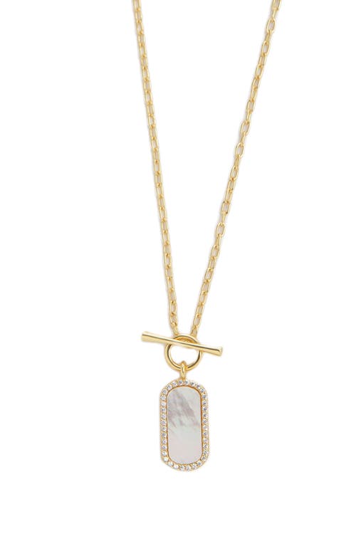 Argento Vivo Sterling Silver Mother-of-pearl Dog Tag Pendant Necklace In Gold