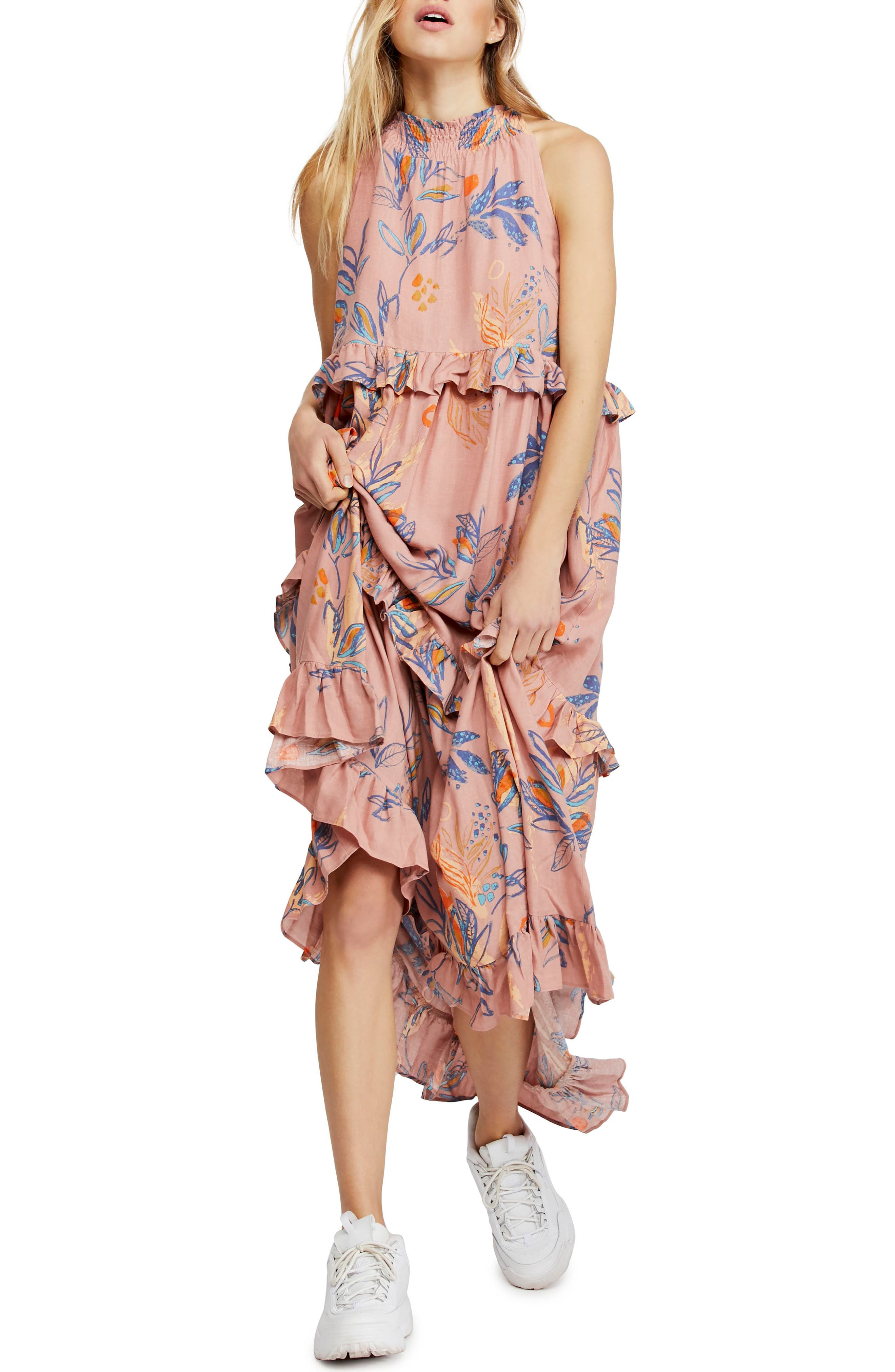 free people anita cotton printed maxi dress