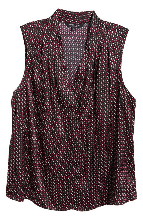 Shop Liverpool Pleated Sleeveless Jacquard Woven Top In Star Ruby Dot