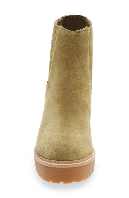 Jeffrey Campbell Tuckee Lug Sole Bootie In Light Green Suede