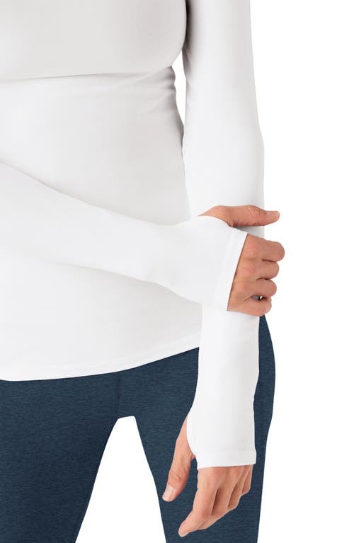 Beyond Yoga Classic Crew Pullover W/ Thumbholes In Cloud White