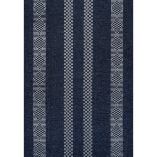 Jonathan Y Nautisk Trellis Stripe Machine-washable Area Rug In Navy/gray