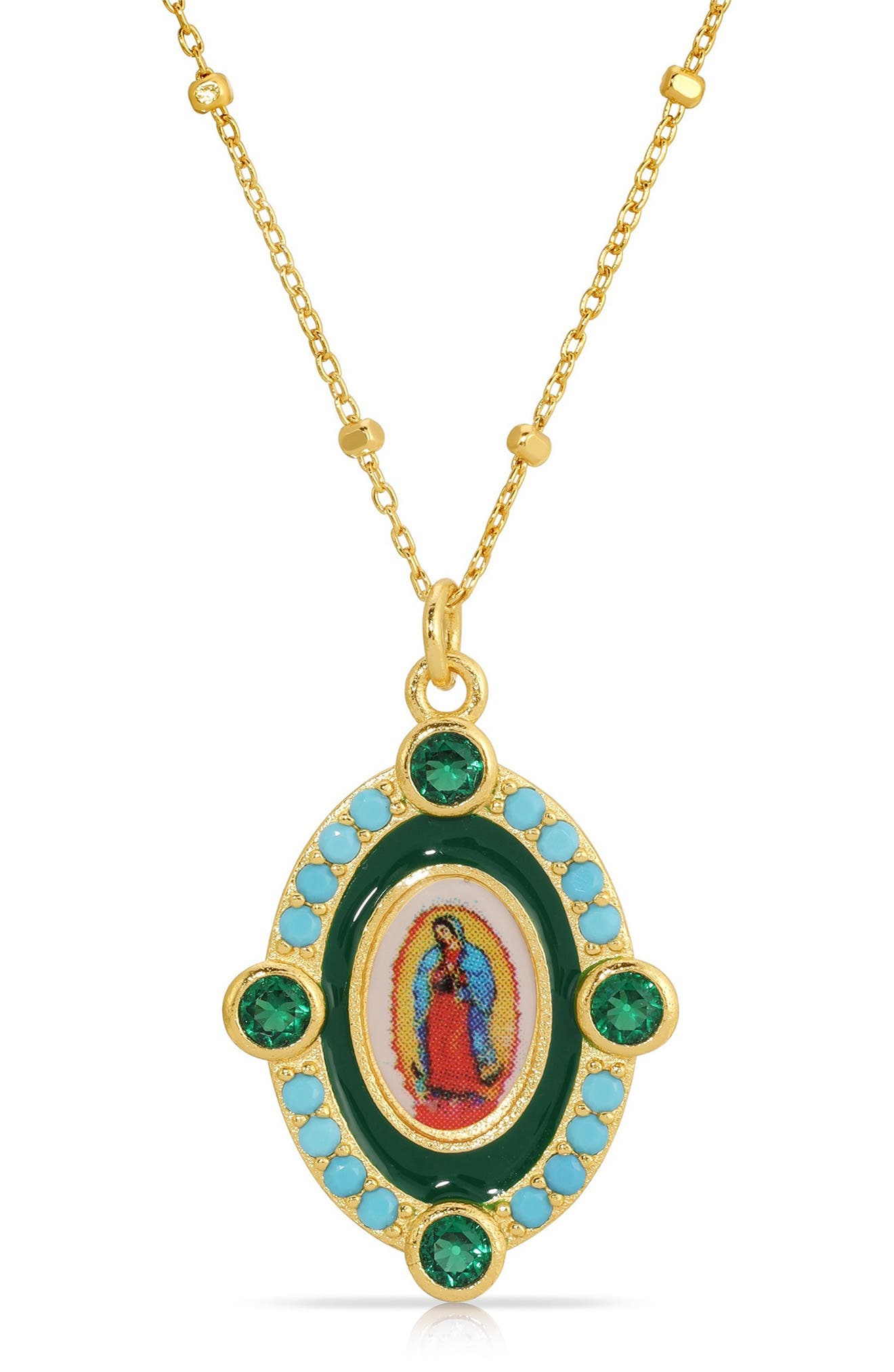 Joy Dravecky Our Lady Guadalupe Pendant Necklace in Gold Cover