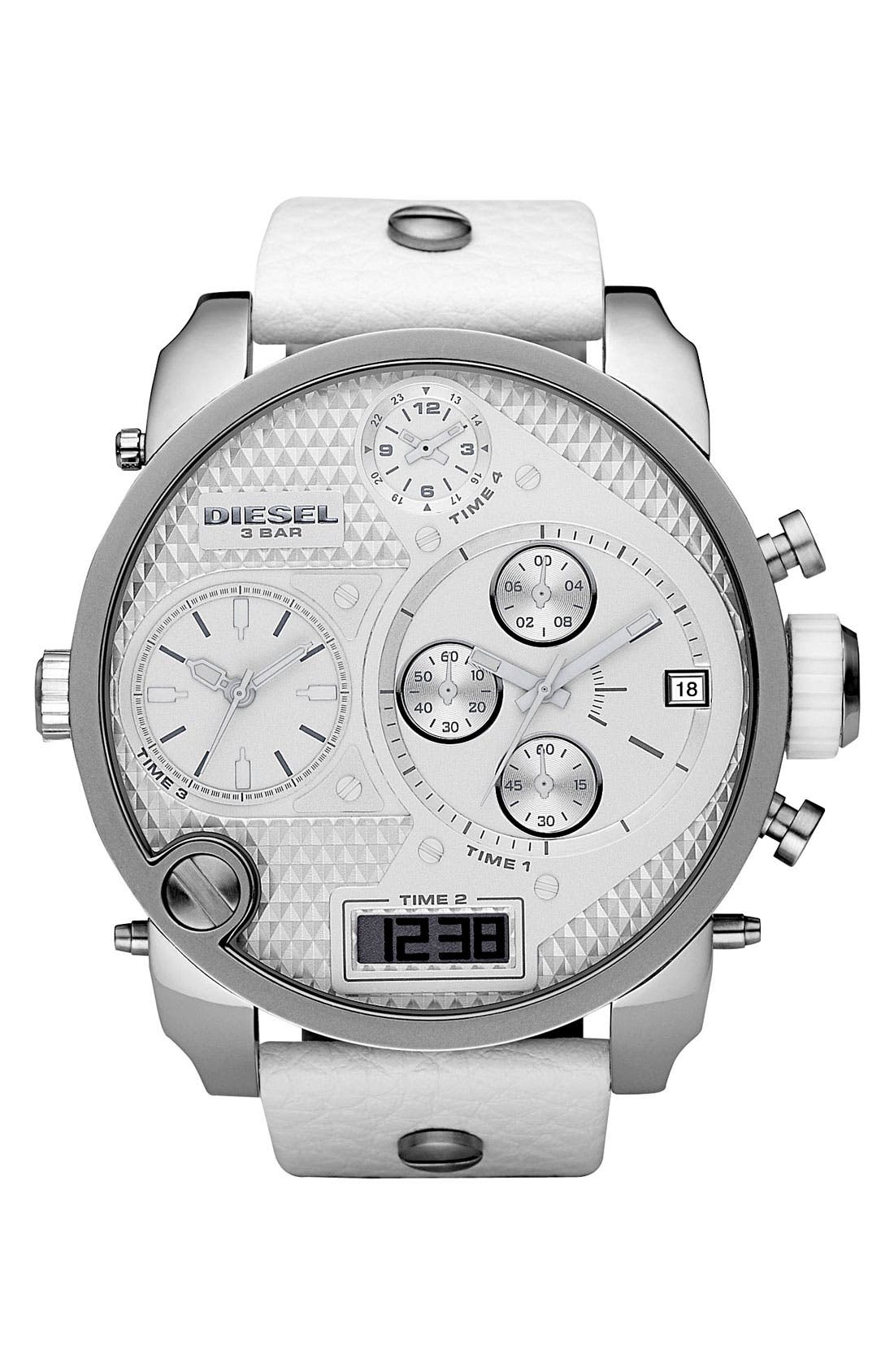 DIESEL<SUP>®</SUP>,
                                        'Mr. Daddy' Leather Strap Watch, 58mm,
                                        Main thumbnail 21, color,
                                        100