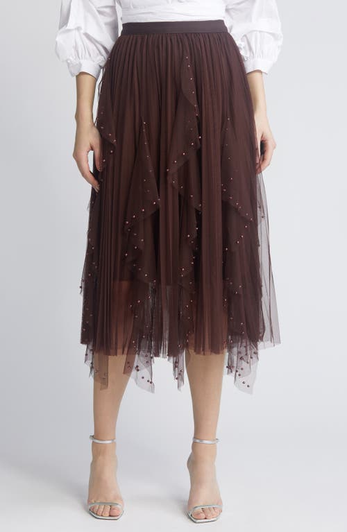 Wendy Beaded Tulle Skirt in Brown