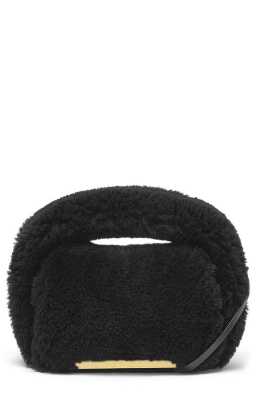 DeMellier Mini Lisbon Genuine Shearling Shoulder Bag in Black Shearling