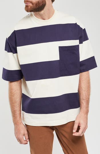 Shop Armor-lux Armor Lux Heritage Stripe Chest Pocket T-shirt In Nature/marine Deep