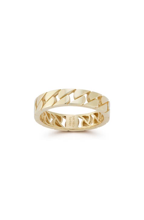 14K Yellow Gold Curb Link Band Ring