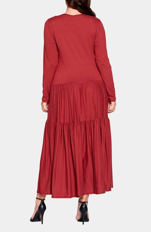 L I V D Long Sleeve Maxi Dress In Marsala | ModeSens