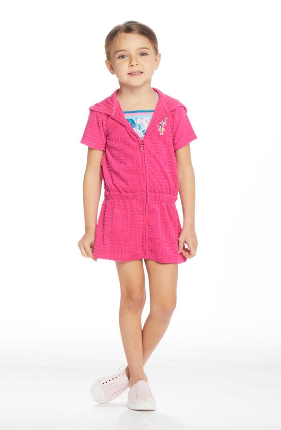 Shop Andy & Evan Kids' Flamingo Hooded Cover-up Dress In Pink Flamingo