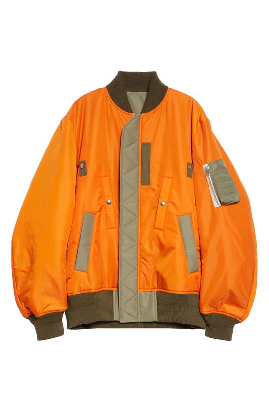 Shop Sacai Padded Twill Utility Bomber Jacket In Orange