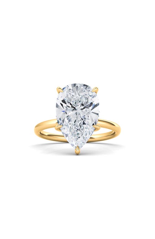 Hautecarat Pear Cut Lab Created Diamond Ring In 2.50 Ctw 18k Yellow Gold
