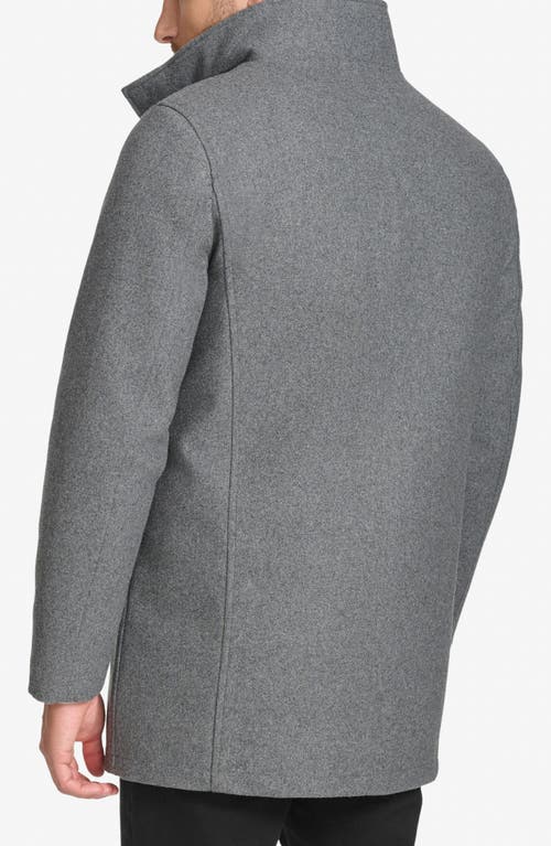 Calvin Klein Walking Wool Blend Coat With Faux Fur Trim In Charcoal