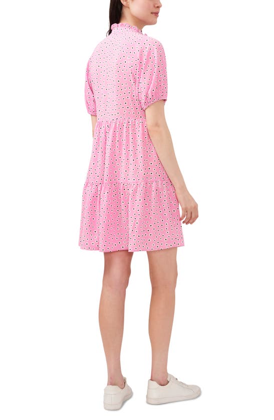 Cece Floral Print Babydoll Dress In Bright Peony ModeSens