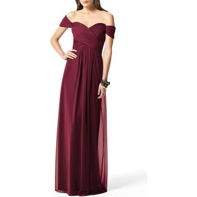Dessy Collection Ruched Chiffon Gown, Red