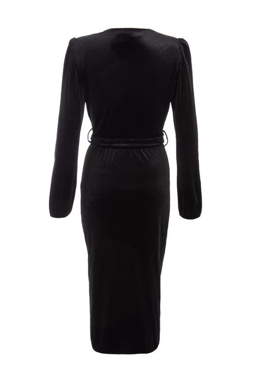 QUIZ QUIZ VELVET WRAP MIDI DRESS