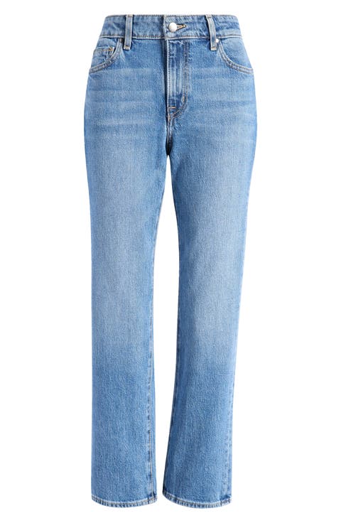 Mid Rise Straight Leg Ankle Jeans