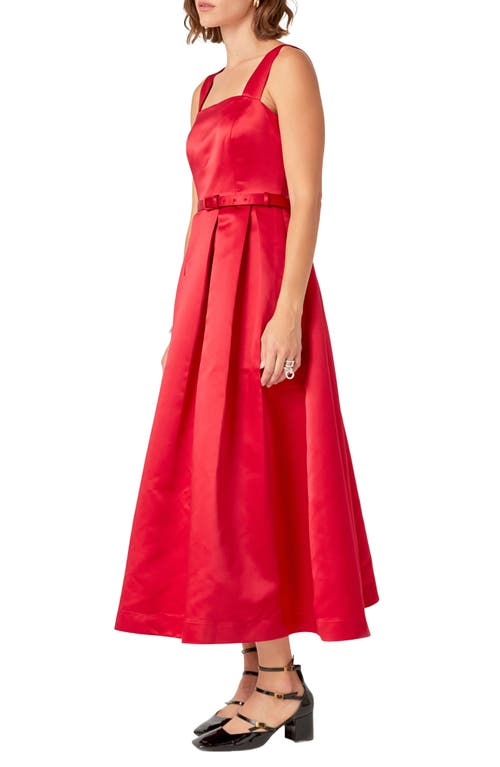 ENGLISH FACTORY ENGLISH FACTORY PLEATED BELTED MIDI DRESS 