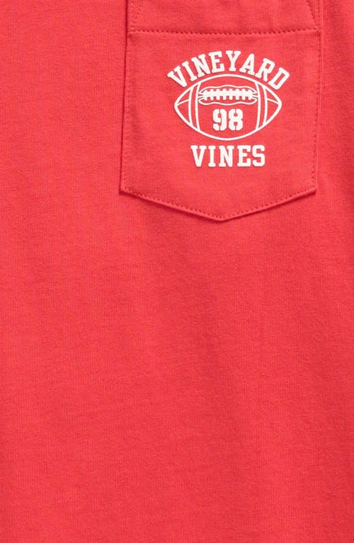 Shop Vineyard Vines Kids' Football Whale Long Sleeve Pocket Graphic T-shirt In Crab Shell