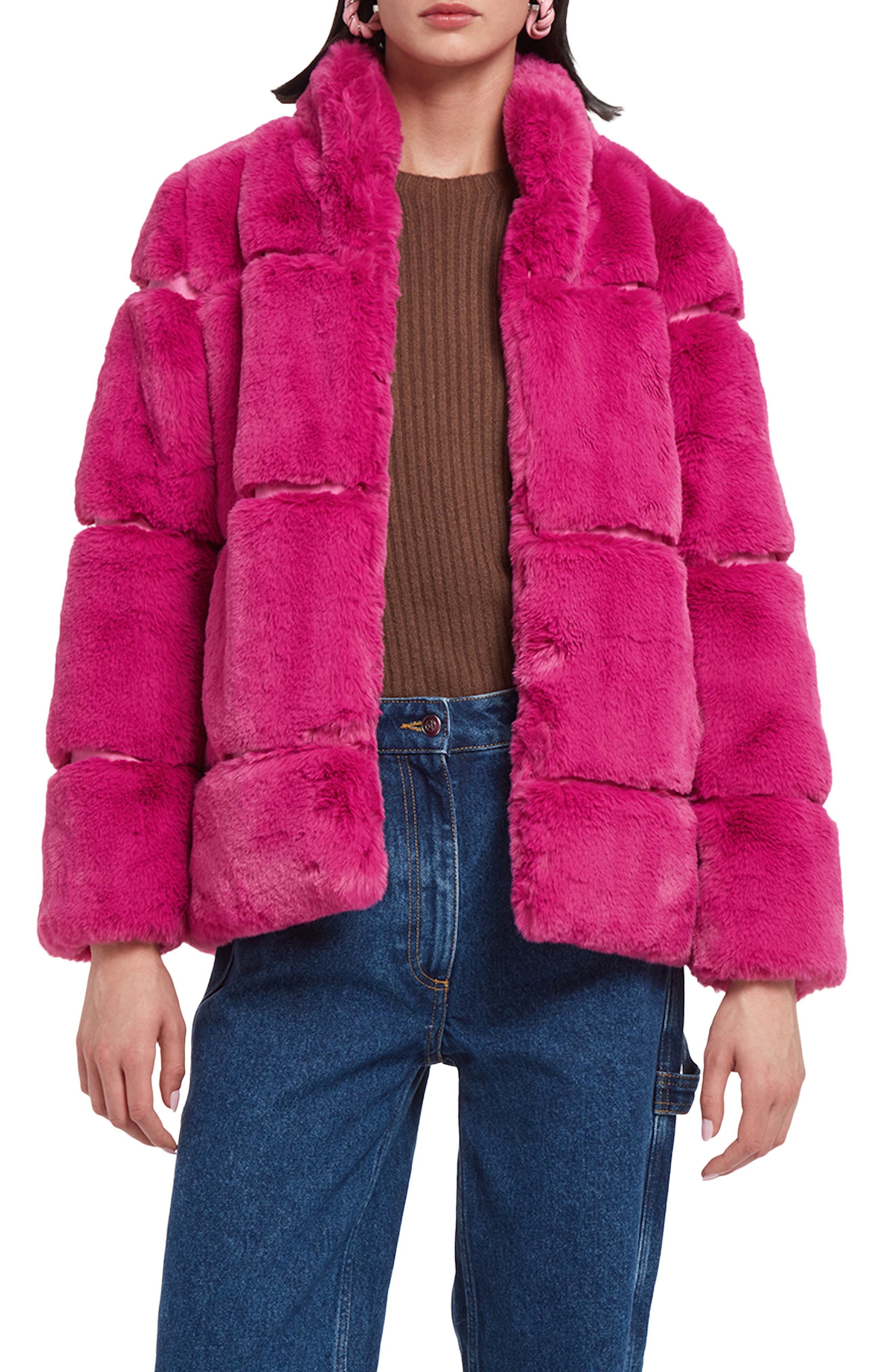 pink fur coat womens